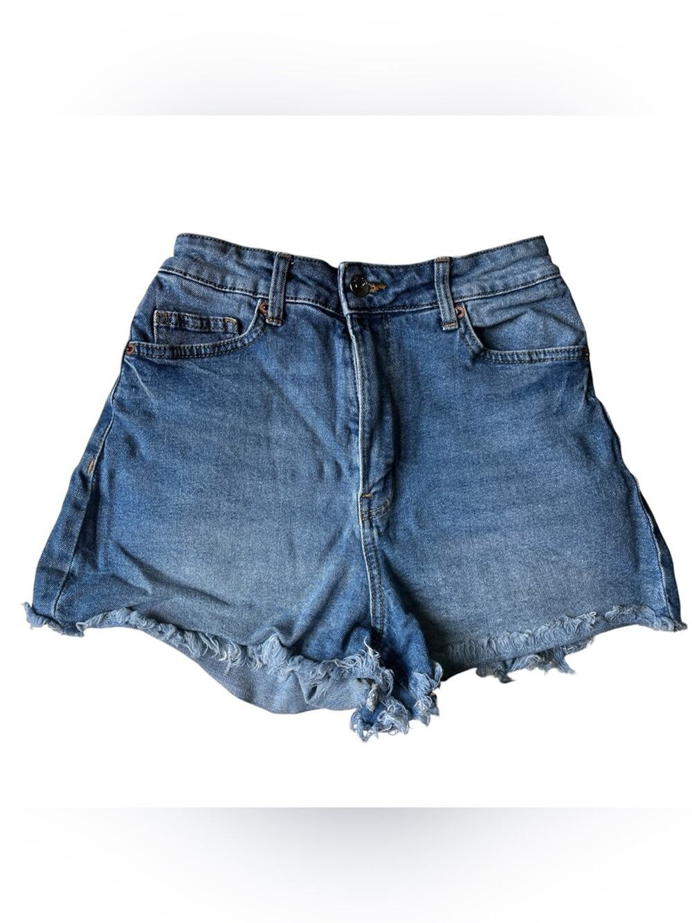 Divided high waist denim shorts frayed hem size 2